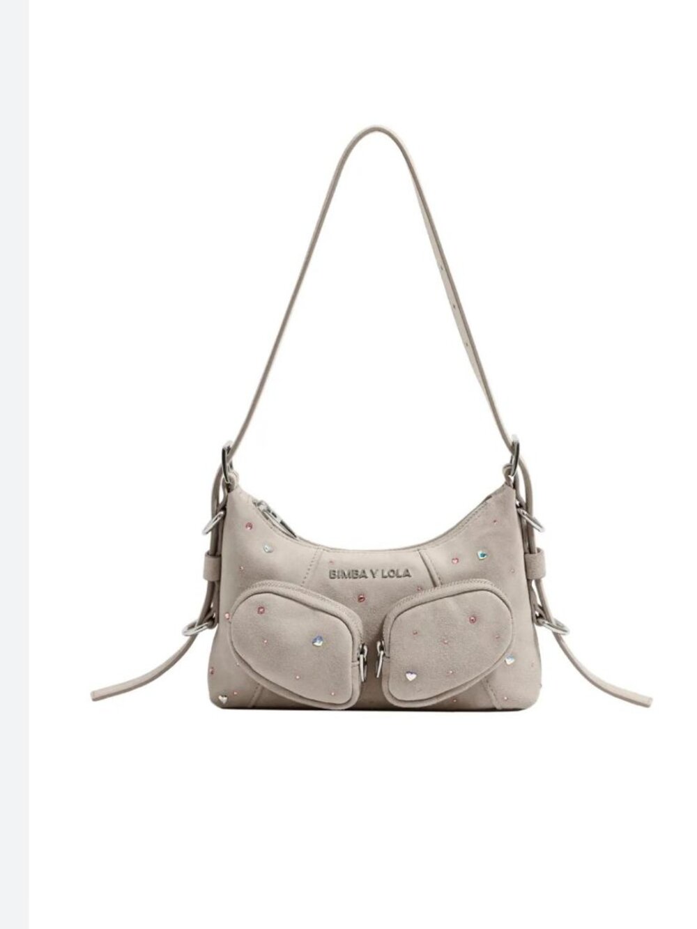 Bimba y Lola Embellished Suede Crossbody Bag – Beige/TaupeBeautiful Bimba y Lola